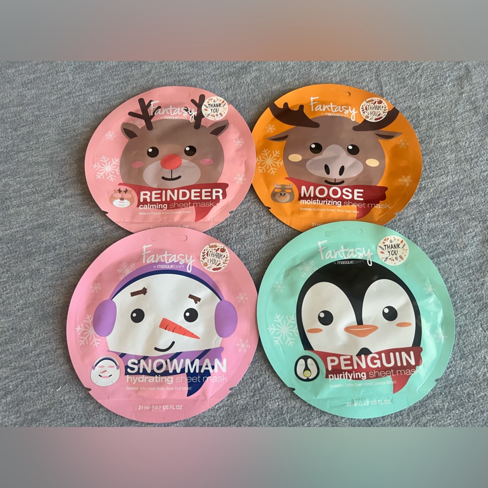 Fantasy by Masque Bar Set of 4 Sheet Face Masks Skincare DIY Feminine New‎